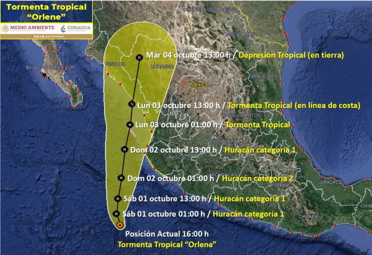Alerta en Sinaloa por impacto de “Orlene”