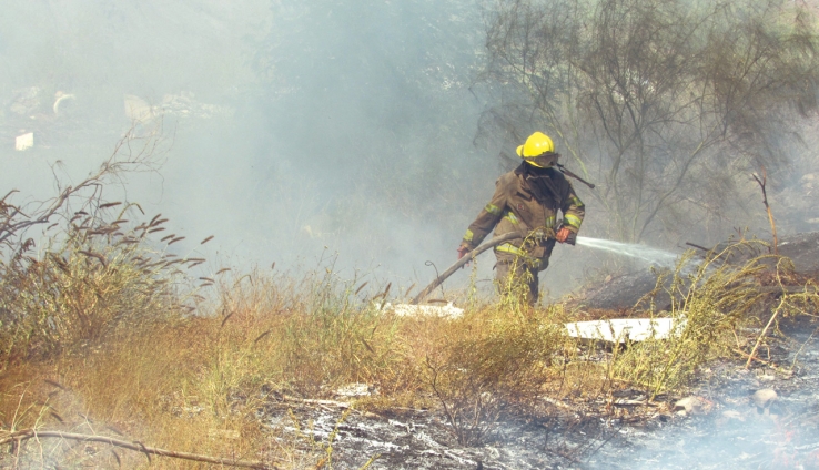 Sofocan incendio de maleza en la colonia Guadalupe