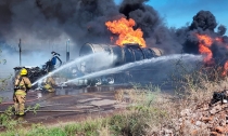 Incendio de cisternas con gasolina