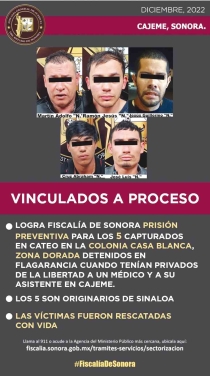 Vinculan a proceso a secuestradores