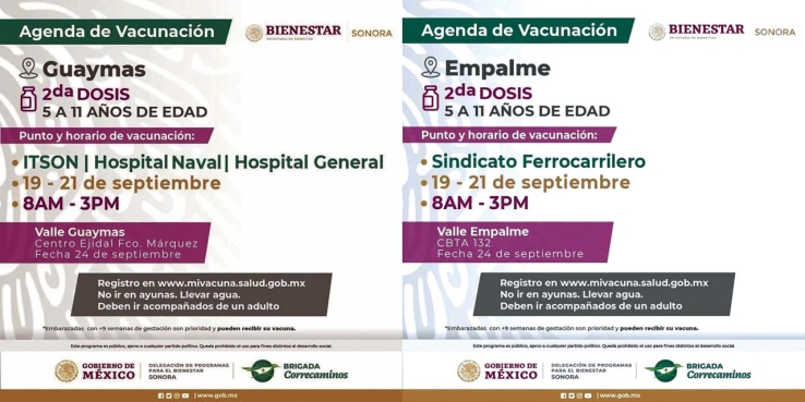 Aplicarán segunda dosis contra Covid-19 A MENORES DE EDAD