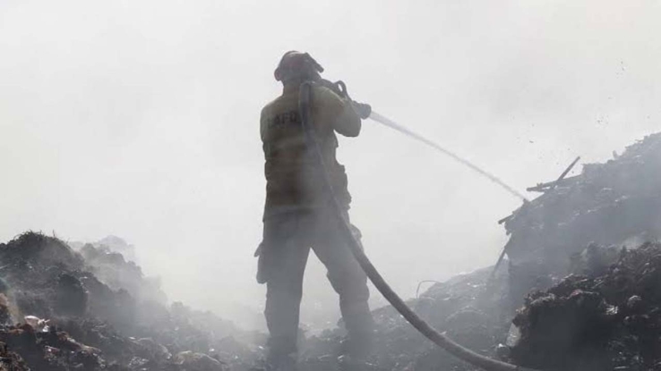 Se incendió predio en el Centro.