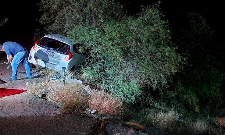 Choca su automóvil contra árbol