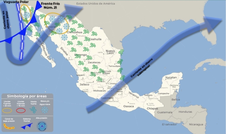 Los efectos durarán hasta el miércoles Llega frente frío 21 a Sonora