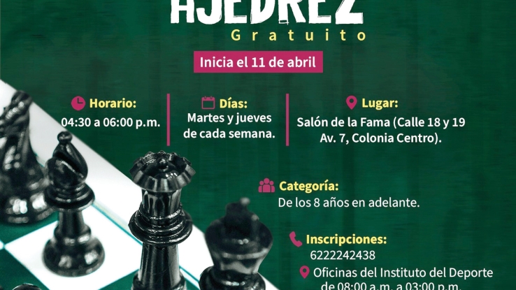 Ofrecerá Instituto Municipal del Deporte “Taller de Ajedrez” gratuito