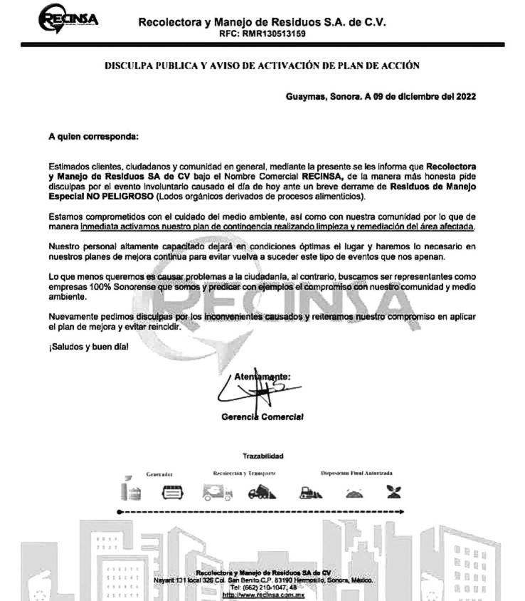 POR “COCHINA”  Pagará Recinsa medio millón de pesos