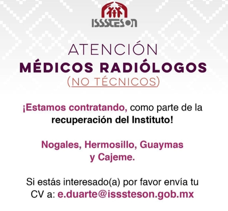 Isssteson busca especialistas en radiología