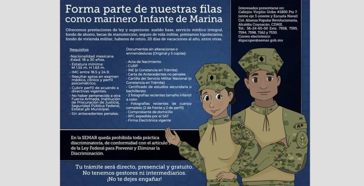 Abren convocatoria para infantes de Marina