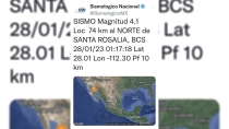 Se registra sismo de 4.1 grados en Guaymas