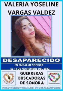 Tras un mes desaparecida. Sigue búsqueda de Valeria en Empalme
