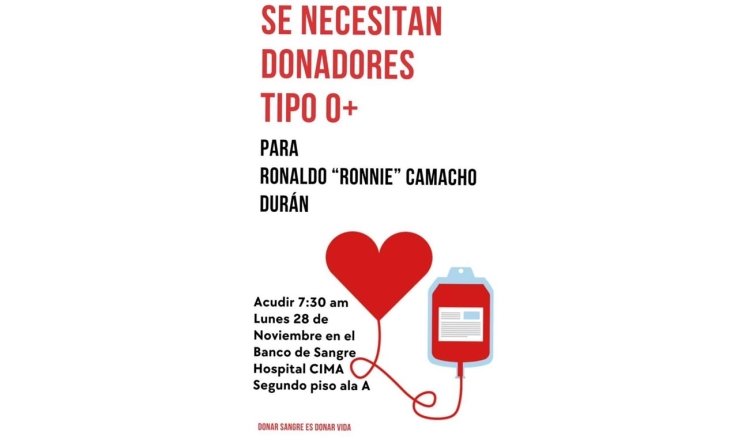 “Ronnie” Camacho necesita sangre