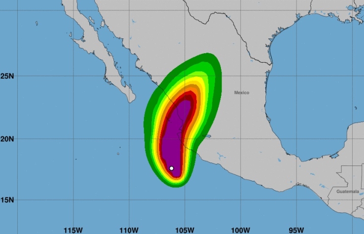 &#039;Roslyn&#039; ya es huracán categoría 1; avanza hacía Nayarit